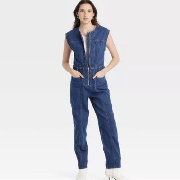 Universal Thread Denim - Universal Threads Blue Denim Jumpsuit Sz 2 NWT *V